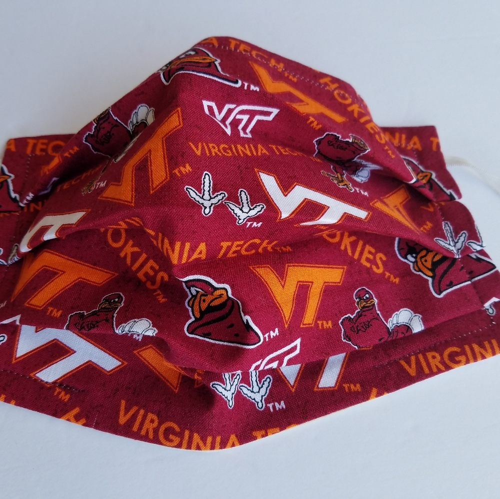 Hand Crafted Face Mask Burgundy/Orange Adult Virginia Tech Hokies VT Face Mask